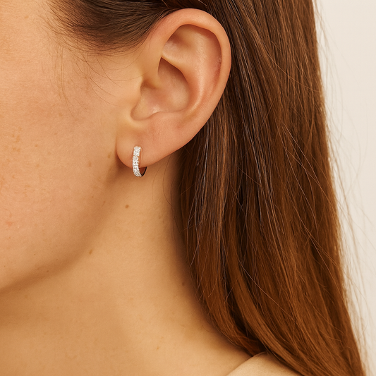 Diamond Huggies in 18k Gold