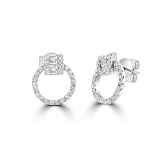Lala Baguette Halo Diamond Earring