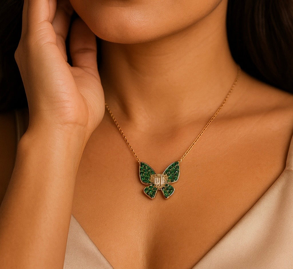 Emerald Élan Butterfly Necklace