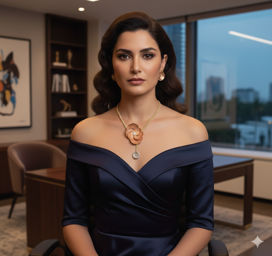 Two Tone Flower Necklace Set