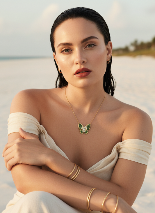 Emerald Élan Butterfly Necklace