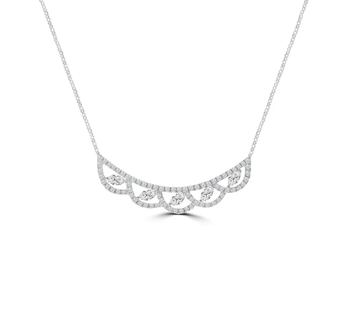 Woman Marquise Diamond Necklace in 18k White Gold