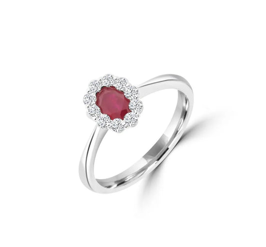 Ruby & Diamond Cluster Ring