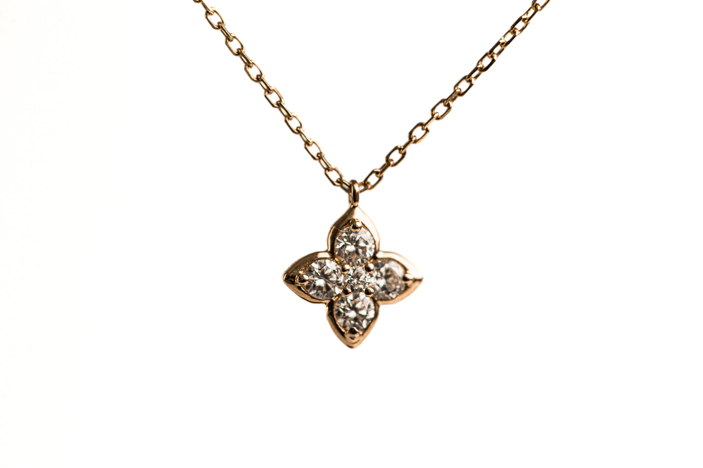 Diamond Clover Pendant Necklace – 18K Gold