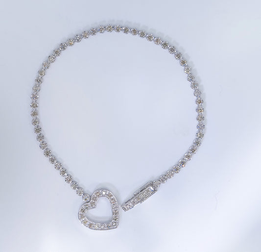 Heart Diamond Tennis Bracelet