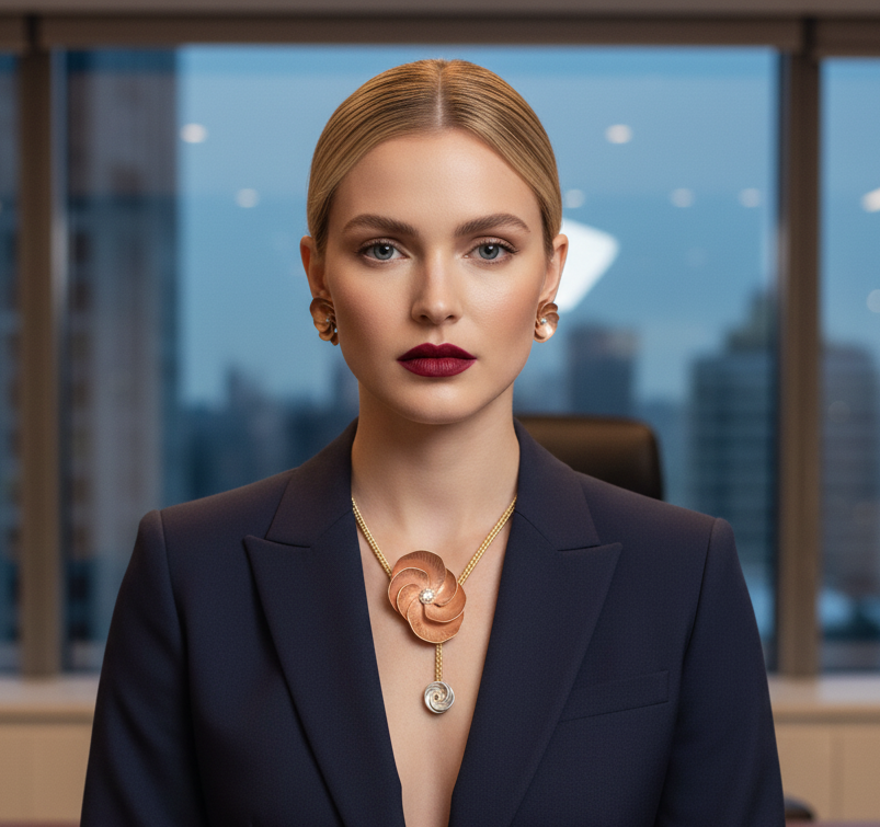 Two Tone Flower Necklace Set