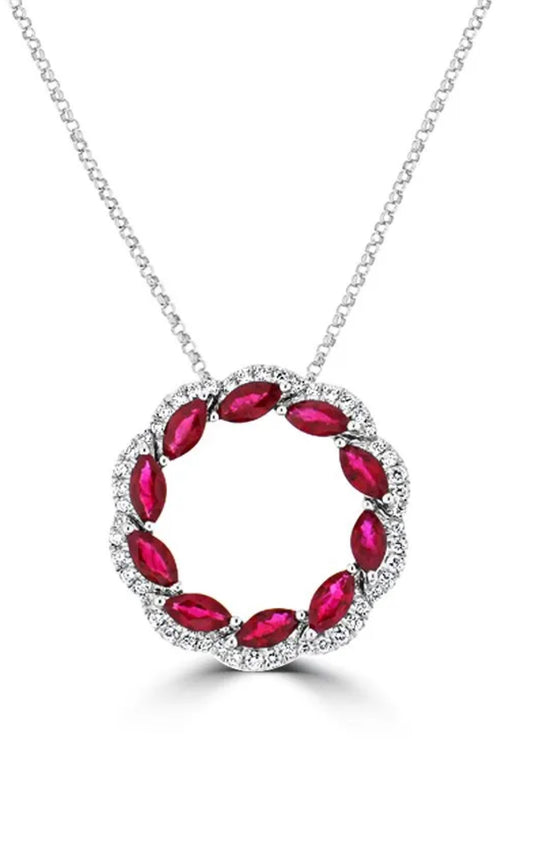 Eternity Hoop Ruby and Diamond Necklace TCW 0.40