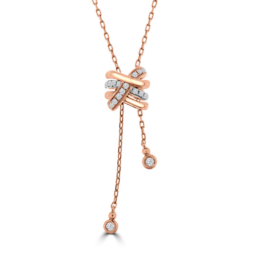 Twist Ring Diamond Lariat Necklace